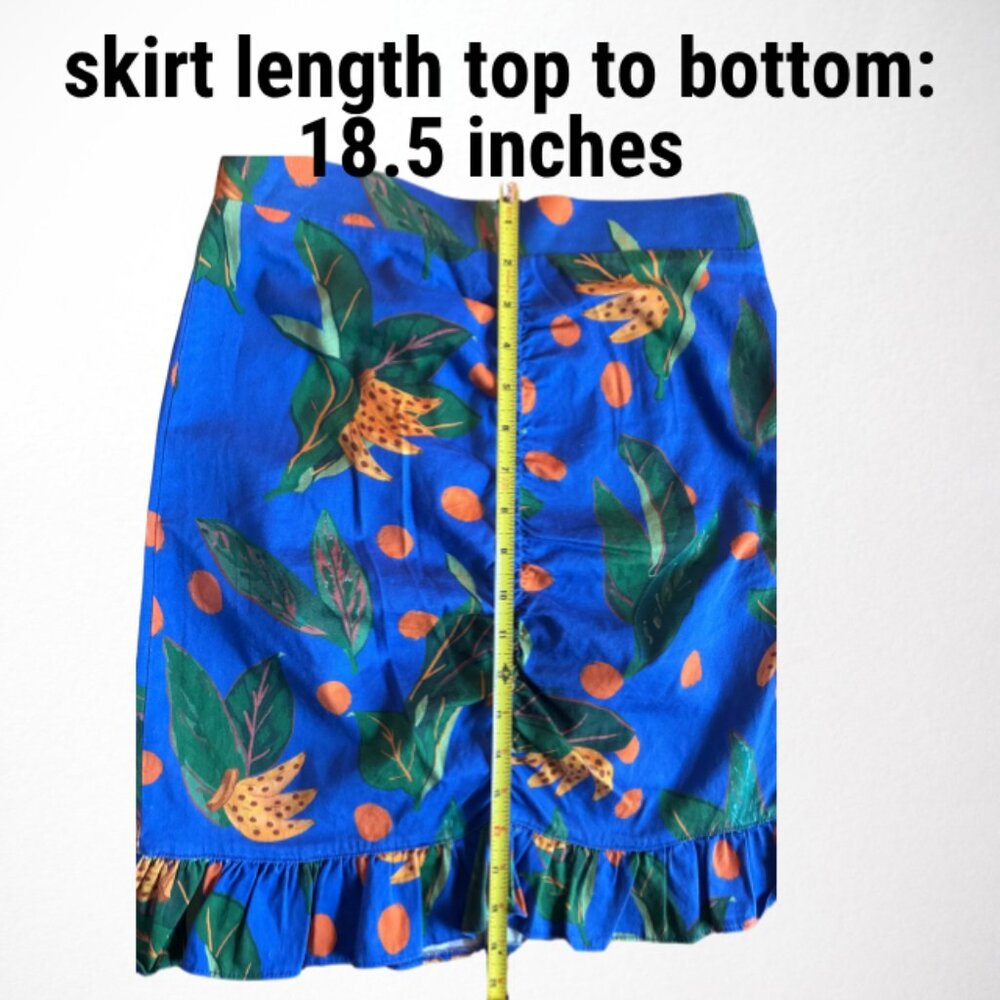 FARM Rio Blue Floral Mini Skirt with Orange Accents - Picture 5 of 11